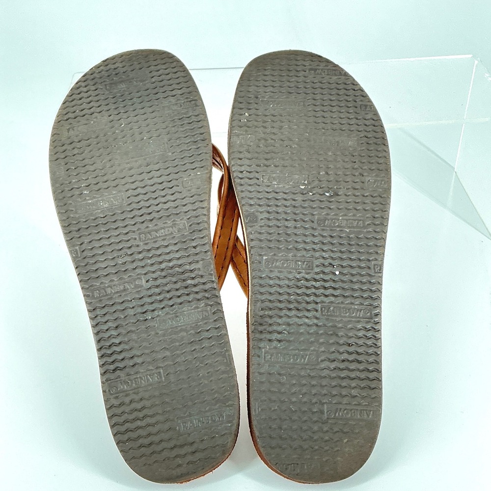 Rainbow Womens Size 9.5 Single Layer Narrow Strap Leather Flip Flop Sandal Thong - Picture 8 of 14